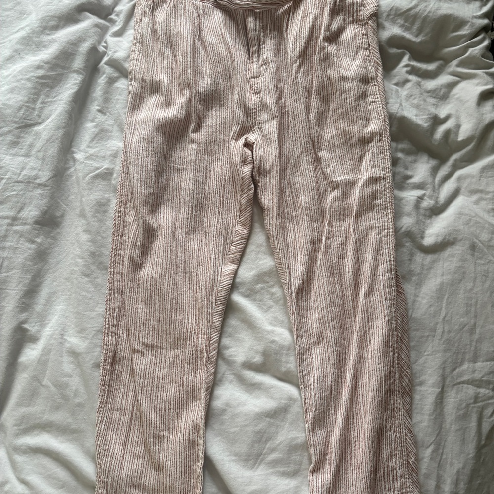 Free People Cream and Red Textured Pants